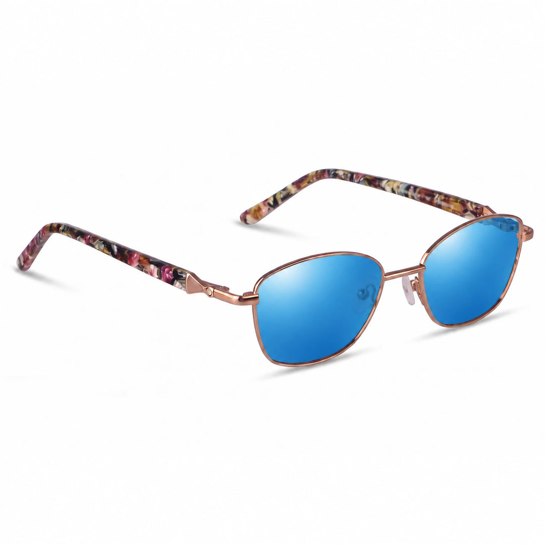Lentes de sol Fiore 2208 Carey cristal Espejado Azul polarizado vista tres cuartos mujer #color_espejado-azul
