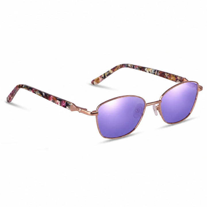 Lentes de sol Fiore 2208 Carey cristal Espejado Morado polarizado vista tres cuartos mujer #color_espejado-morado