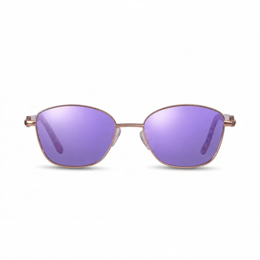 Lentes de sol Fiore 2208 Carey cristal Espejado Morado polarizado vista frontal mujer #color_espejado-morado #foto_frontal