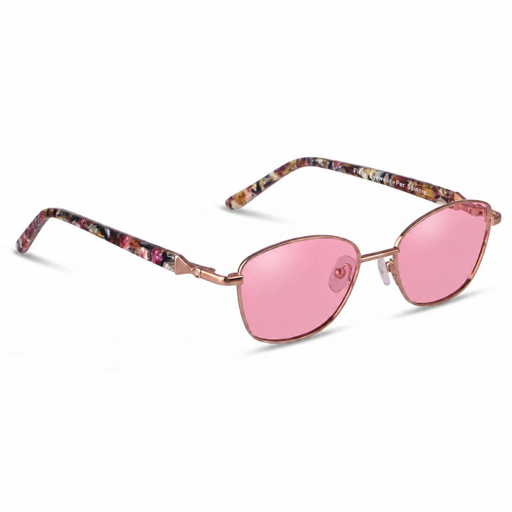 Lentes de sol Fiore 2208 Carey cristal Rosado polarizado vista tres cuartos mujer #color_rosado