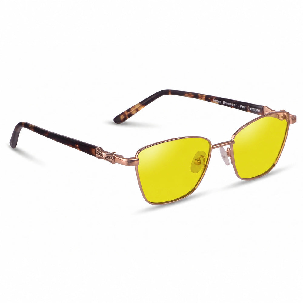 Lentes de sol Fiore 22115 Brown cristal Amarillo polarizado vista tres cuartos mujer #color_amarillo