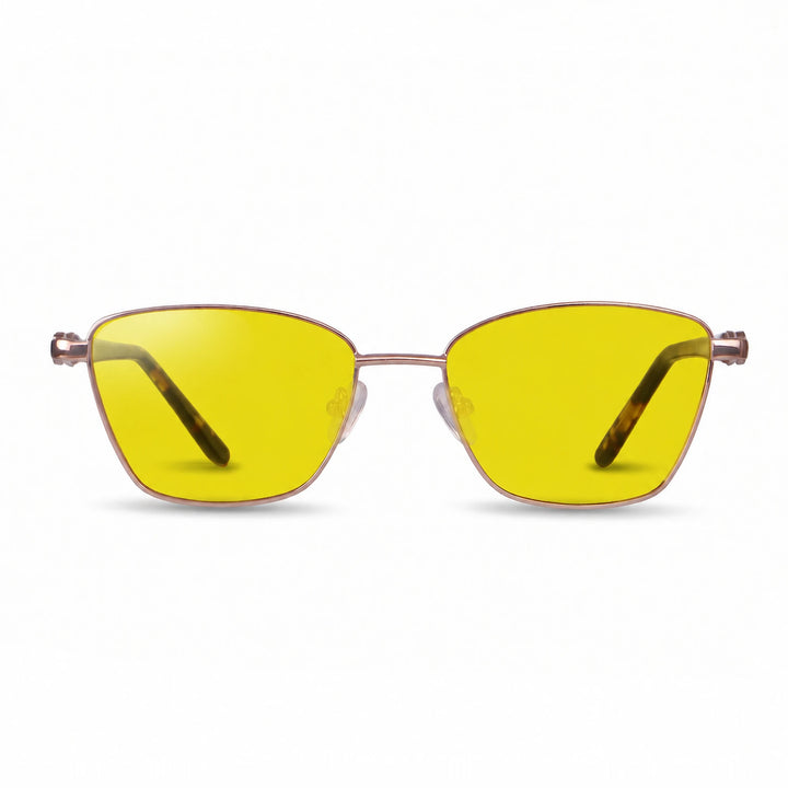 Lentes de sol Fiore 22115 Brown cristal Amarillo polarizado vista frontal mujer #color_amarillo #foto_frontal