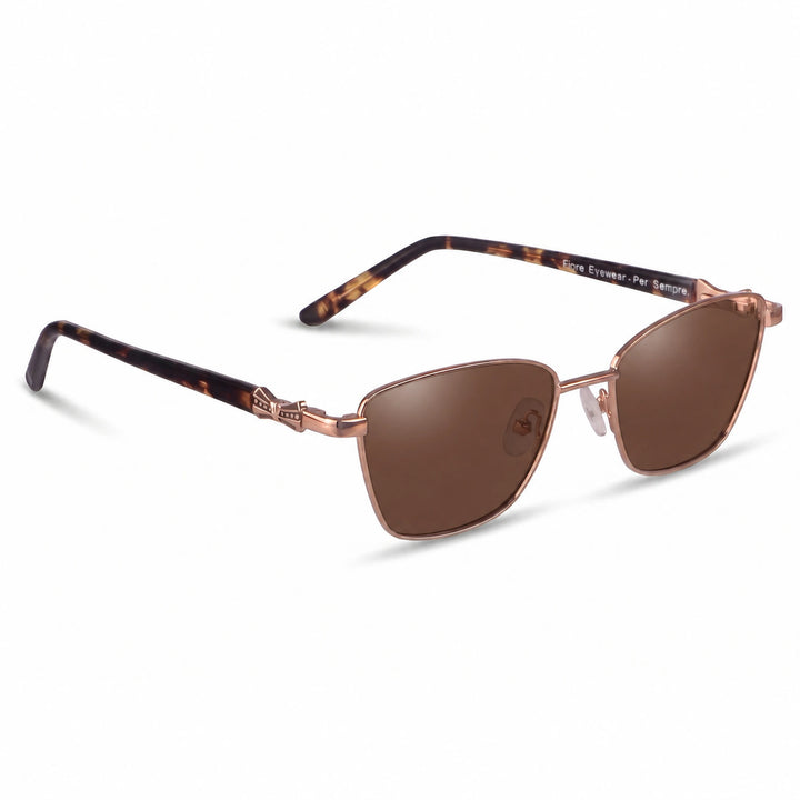 Lentes de sol Fiore 22115 Brown cristal Cafe polarizado vista tres cuartos mujer #color_cafe