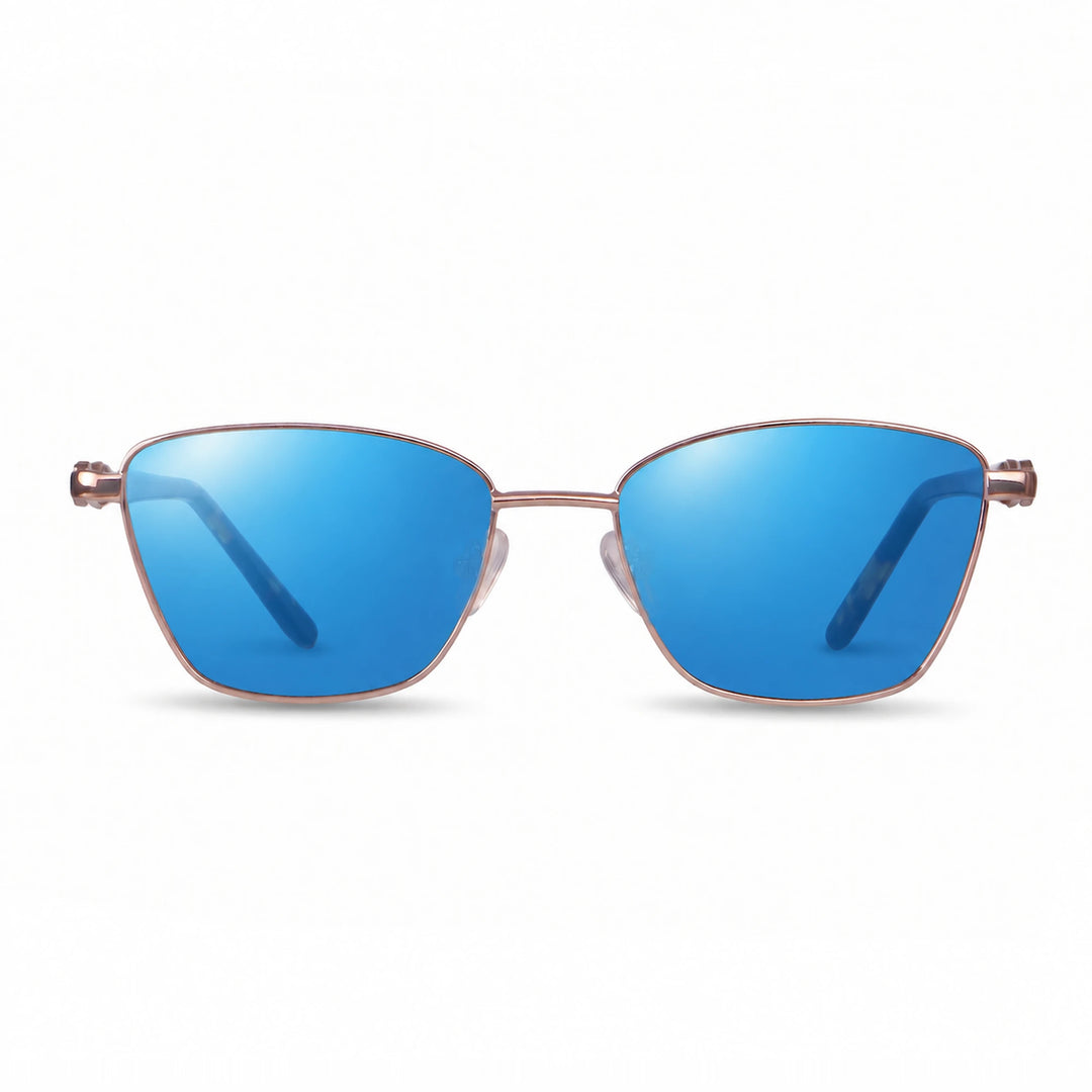 Lentes de sol Fiore 22115 Brown cristal Espejado Azul polarizado vista frontal mujer #color_espejado-azul #foto_frontal
