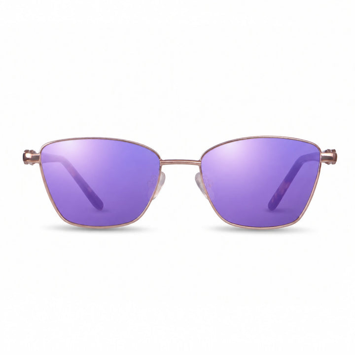 Lentes de sol Fiore 22115 Brown cristal Espejado Morado polarizado vista frontal mujer #color_espejado-morado #foto_frontal