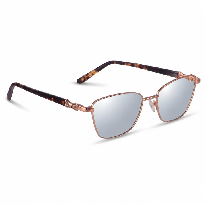 Lentes de sol Fiore 22115 Brown cristal Espejado Silver polarizado vista tres cuartos mujer #color_espejado-silver