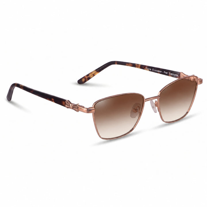 Lentes de sol Fiore 22115 Brown cristal Gradiente Cafe polarizado vista tres cuartos mujer #color_gradiente-cafe