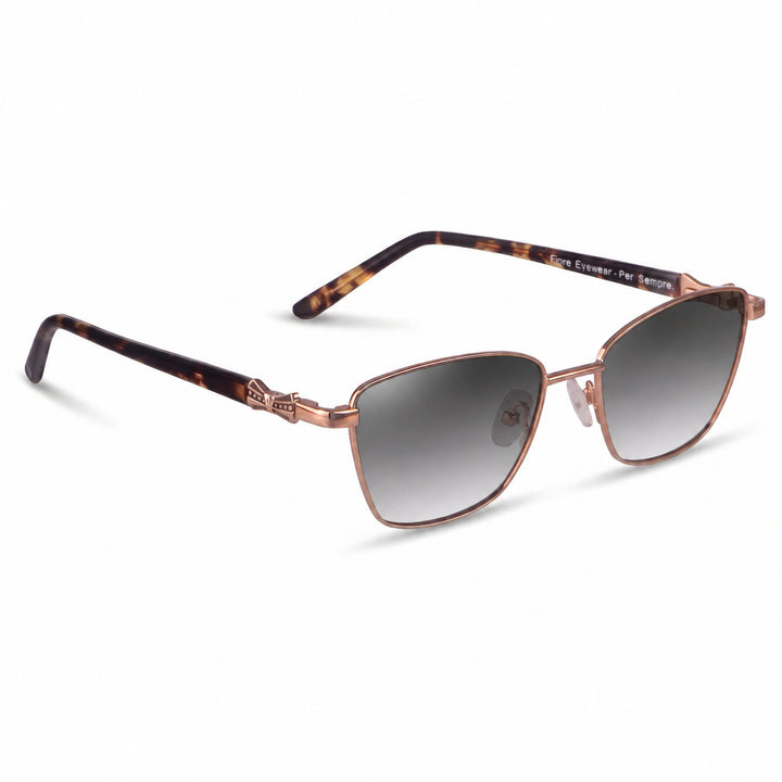 Lentes de sol Fiore 22115 Brown cristal Gradiente Gris polarizado vista tres cuartos mujer #color_gradiente-gris