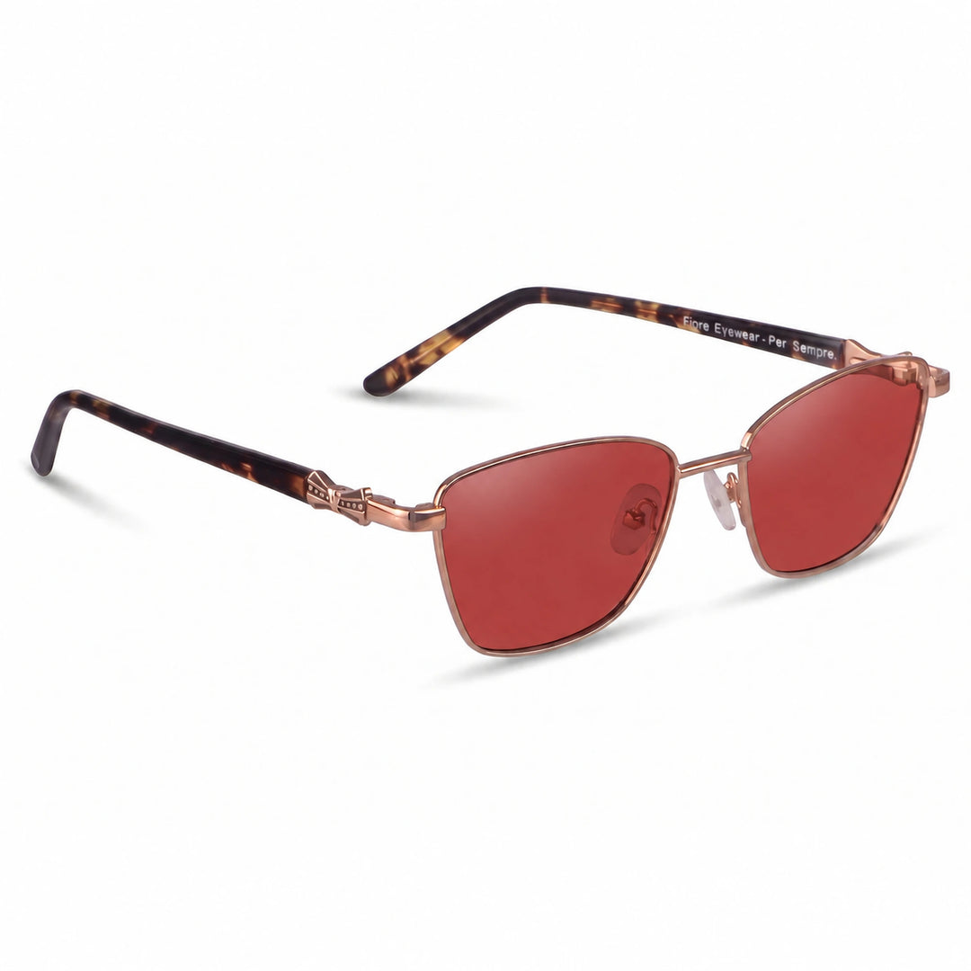 Lentes de sol Fiore 22115 Brown cristal Rojo polarizado vista tres cuartos mujer #color_rojo