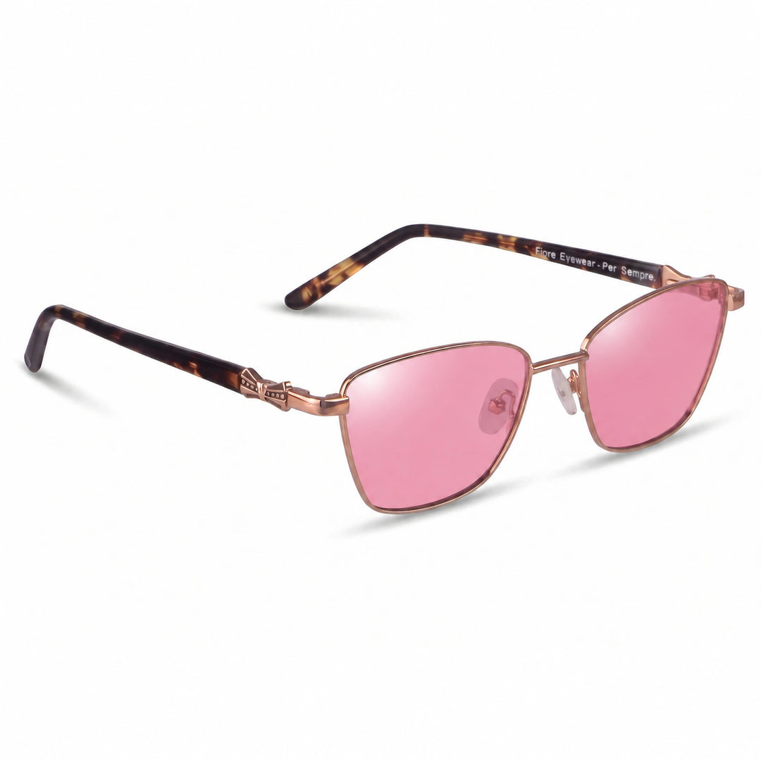 Lentes de sol Fiore 22115 Brown cristal Rosado polarizado vista tres cuartos mujer #color_rosado