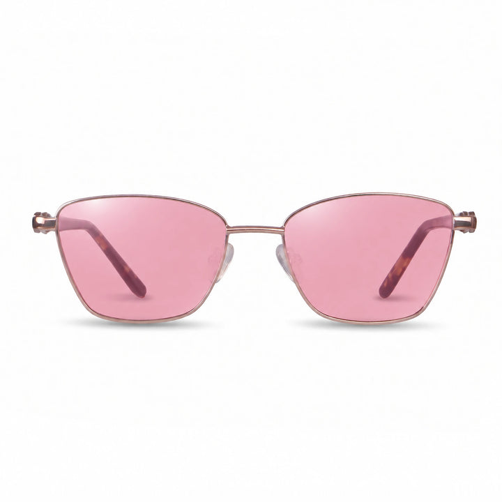Lentes de sol Fiore 22115 Brown cristal Rosado polarizado vista frontal mujer #color_rosado #foto_frontal