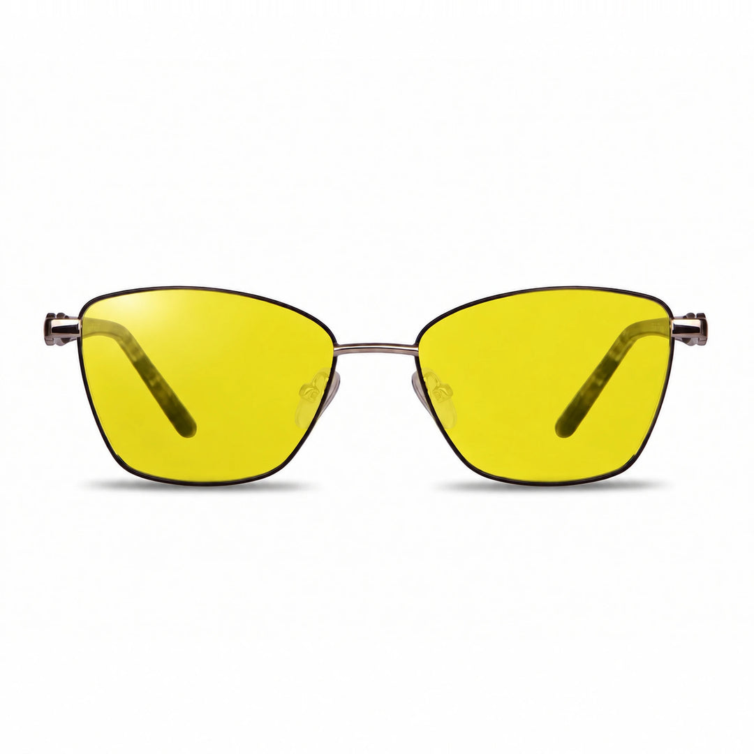 Lentes de sol Fiore 22115 Gris cristal Amarillo polarizado vista frontal mujer #color_amarillo #foto_frontal