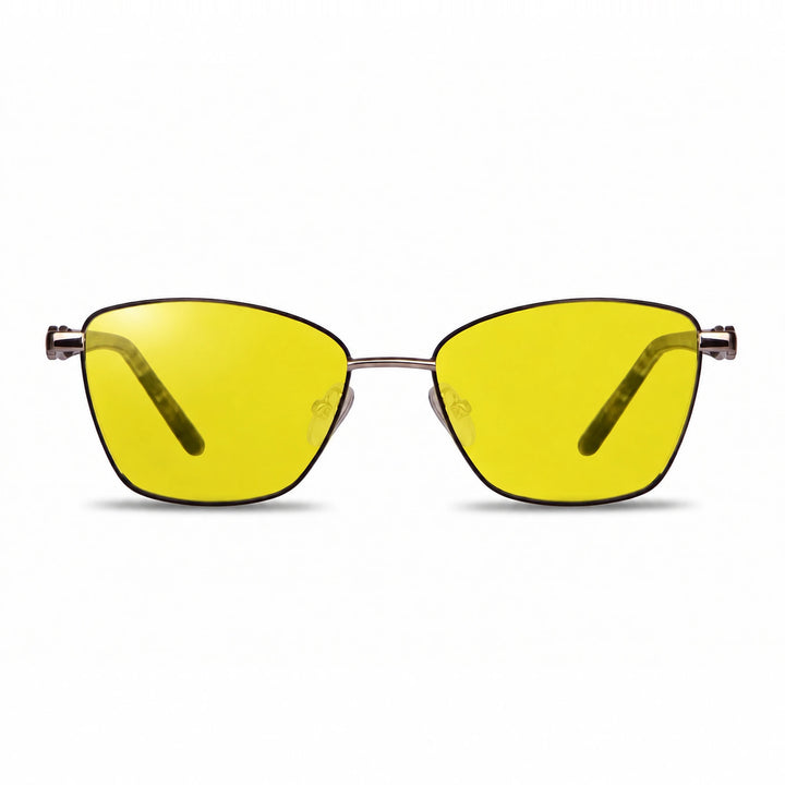 Lentes de sol Fiore 22115 Gris cristal Amarillo polarizado vista frontal mujer #color_amarillo #foto_frontal
