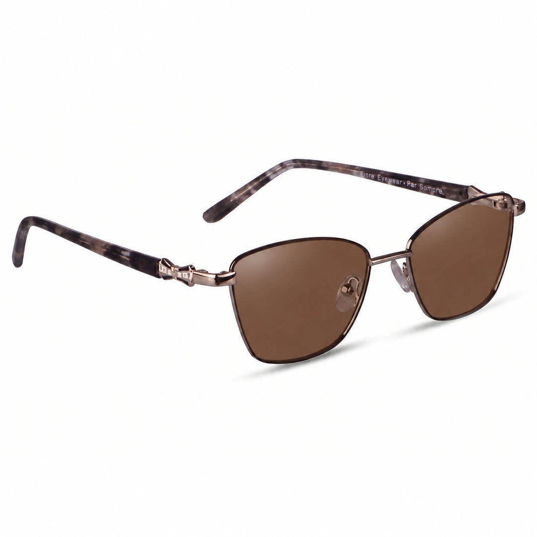 Lentes de sol Fiore 22115 Gris cristal Cafe polarizado vista tres cuartos mujer #color_cafe