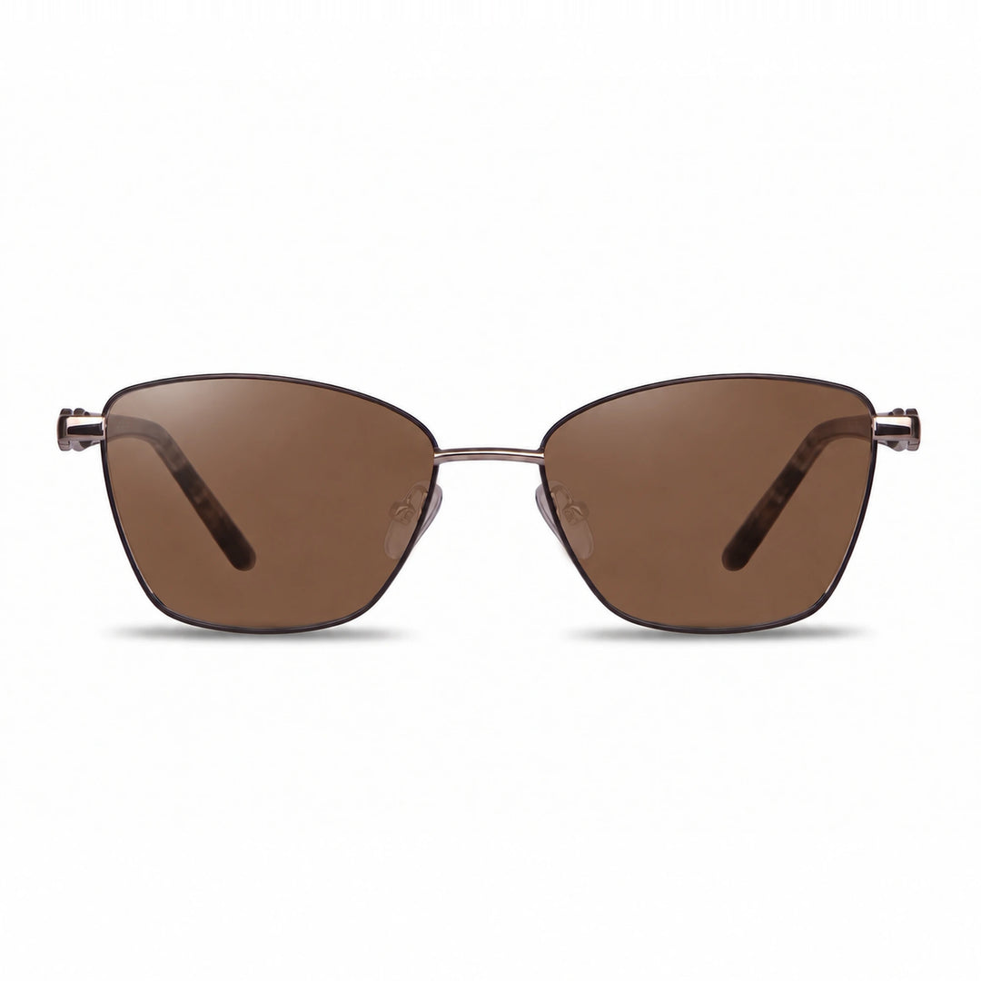 Lentes de sol Fiore 22115 Gris cristal Cafe polarizado vista frontal mujer #color_cafe #foto_frontal
