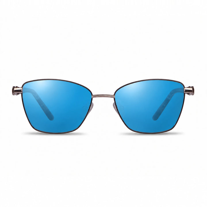 Lentes de sol Fiore 22115 Gris cristal Espejado Azul polarizado vista frontal mujer #color_espejado-azul #foto_frontal