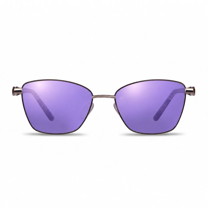 Lentes de sol Fiore 22115 Gris cristal Espejado Morado polarizado vista frontal mujer #color_espejado-morado #foto_frontal