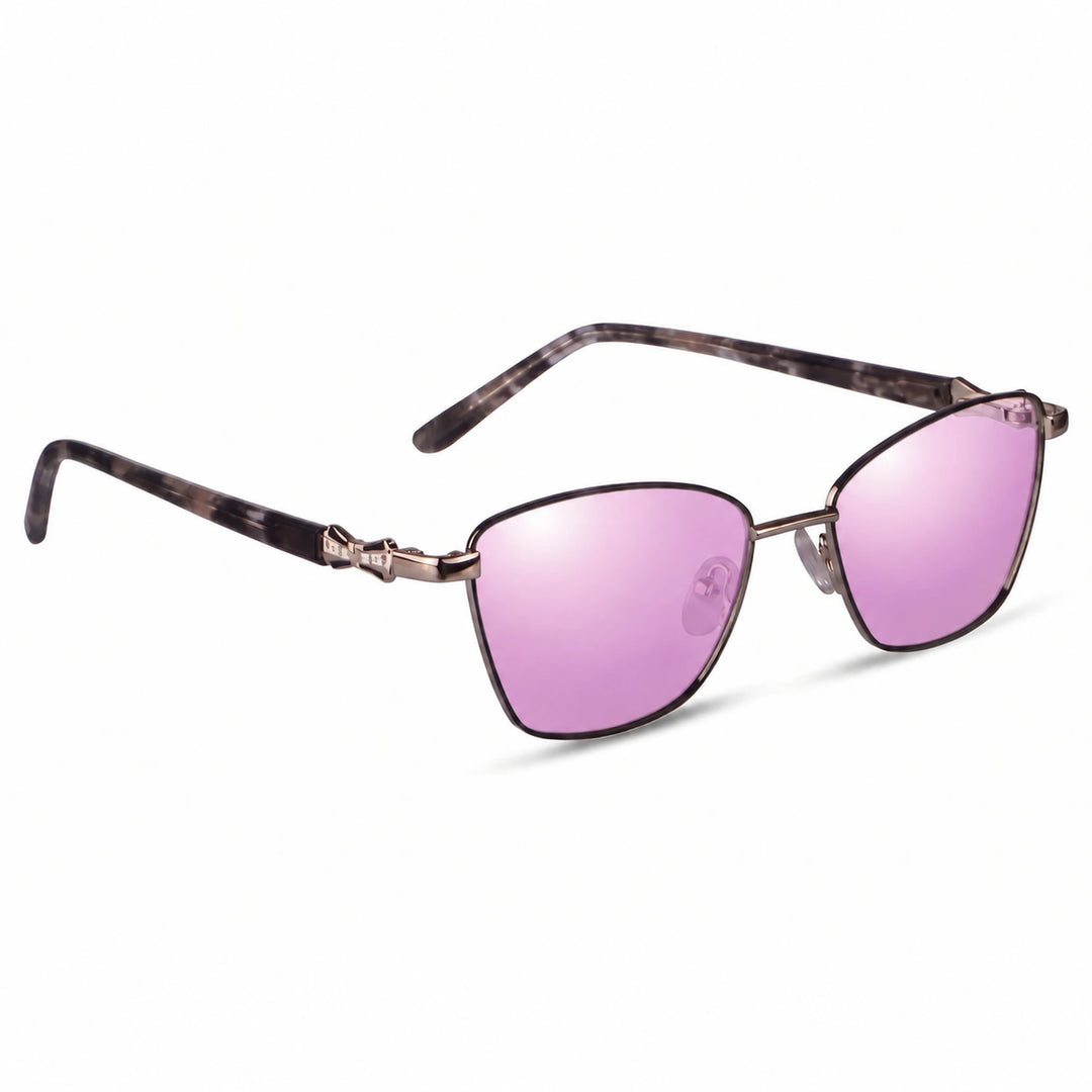 Lentes de sol Fiore 22115 Gris cristal Espejado Rosado polarizado vista tres cuartos mujer #color_espejado-rosado