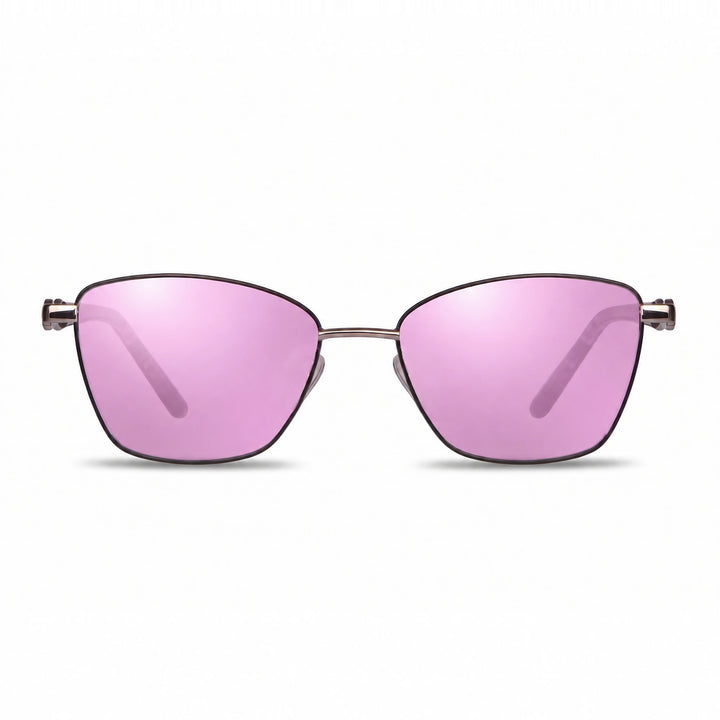Lentes de sol Fiore 22115 Gris cristal Espejado Rosado polarizado vista frontal mujer #color_espejado-rosado #foto_frontal