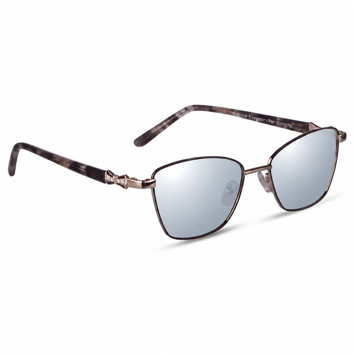 Lentes de sol Fiore 22115 Gris cristal Espejado Silver polarizado vista tres cuartos mujer #color_espejado-silver
