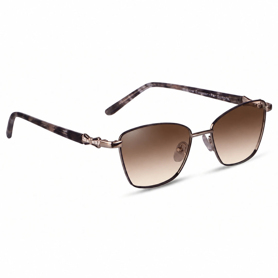 Lentes de sol Fiore 22115 Gris cristal Gradiente Cafe polarizado vista tres cuartos mujer #color_gradiente-cafe