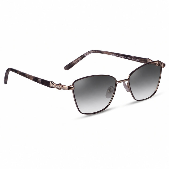 Lentes de sol Fiore 22115 Gris cristal Gradiente Gris polarizado vista tres cuartos mujer #color_gradiente-gris