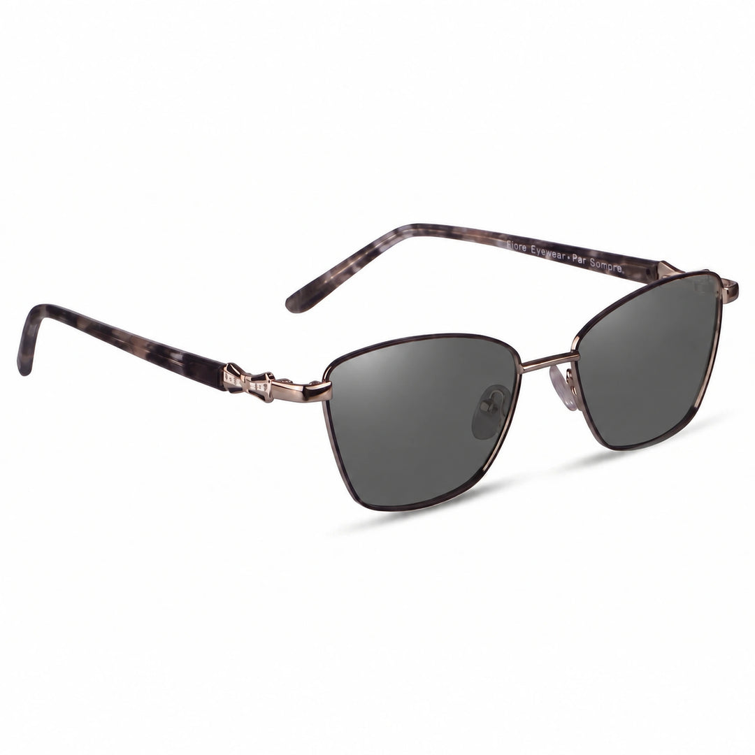 Lentes de sol Fiore 22115 Gris cristal Negro polarizado vista tres cuartos mujer #color_negro