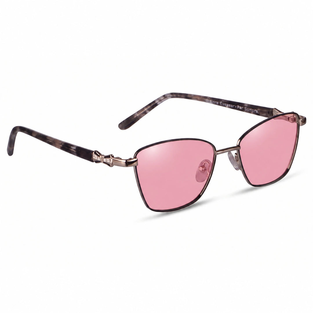 Lentes de sol Fiore 22115 Gris cristal Rosado polarizado vista tres cuartos mujer #color_rosado