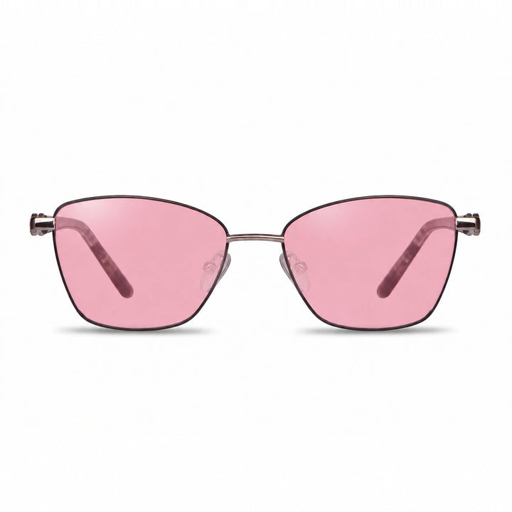 Lentes de sol Fiore 22115 Gris cristal Rosado polarizado vista frontal mujer #color_rosado #foto_frontal