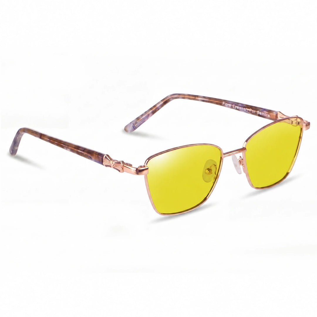 Lentes de sol Fiore 22115 Dorado cristal Amarillo polarizado vista tres cuartos mujer #color_amarillo