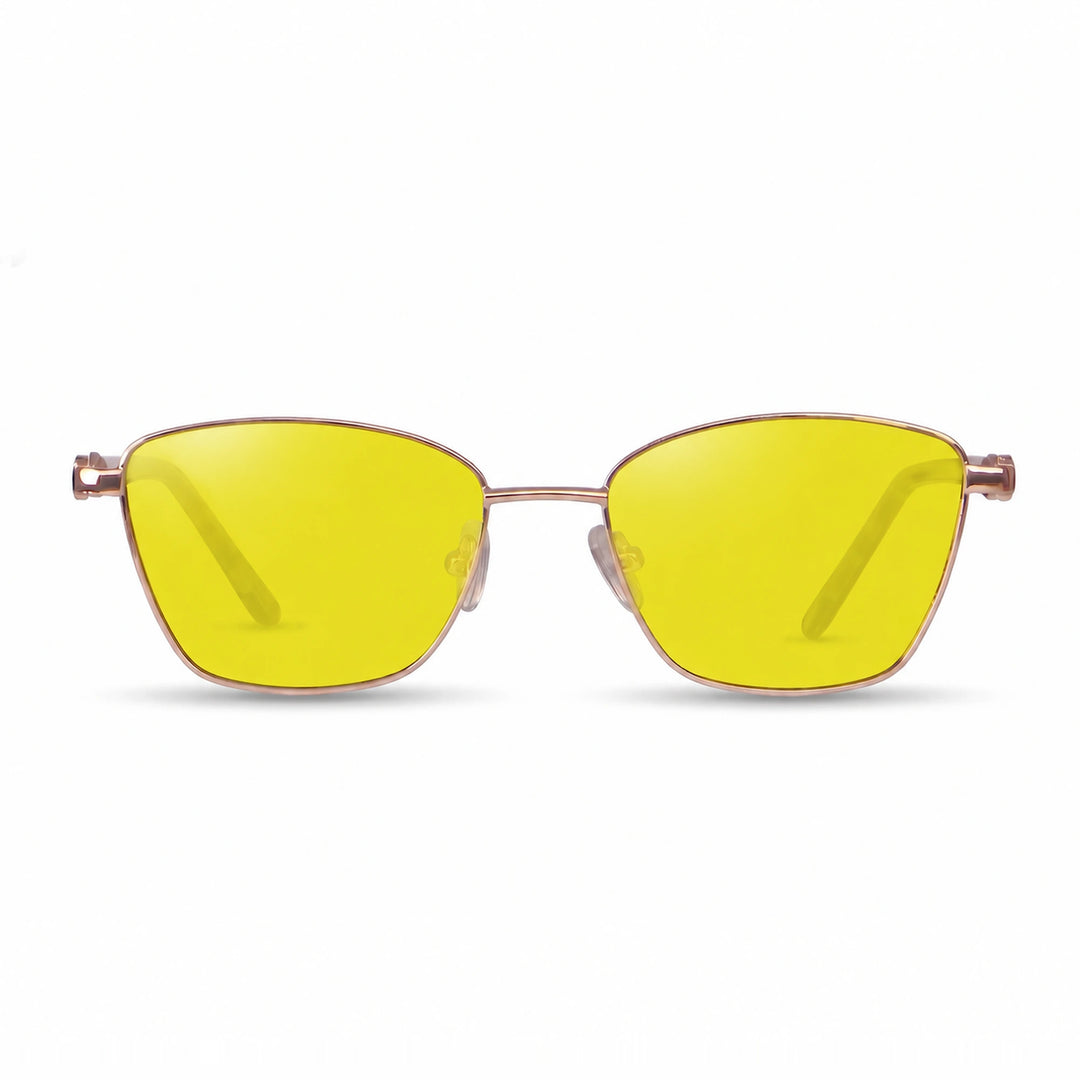 Lentes de sol Fiore 22115 Dorado cristal Amarillo polarizado vista frontal mujer #color_amarillo #foto_frontal