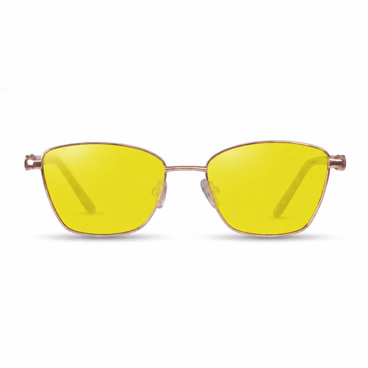 Lentes de sol Fiore 22115 Dorado cristal Amarillo polarizado vista frontal mujer #color_amarillo #foto_frontal