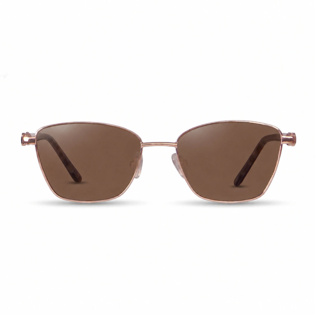 Lentes de sol Fiore 22115 Dorado cristal Cafe polarizado vista frontal mujer #color_cafe #foto_frontal