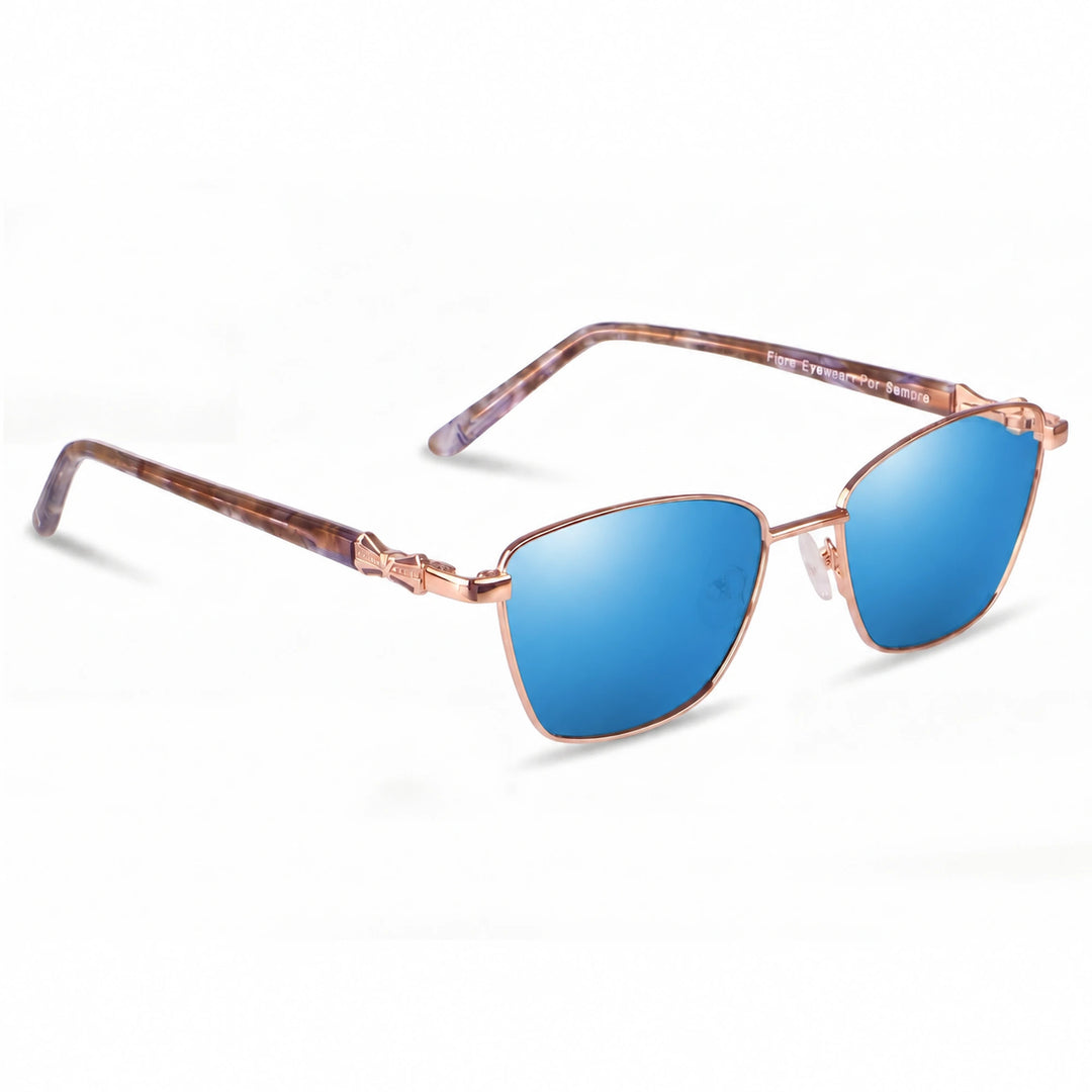 Lentes de sol Fiore 22115 Dorado cristal Espejado Azul polarizado vista tres cuartos mujer #color_espejado-azul