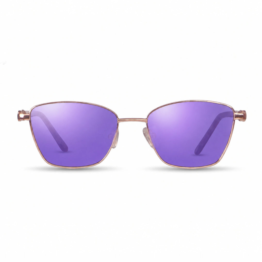 Lentes de sol Fiore 22115 Dorado cristal Espejado Morado polarizado vista frontal mujer #color_espejado-morado #foto_frontal
