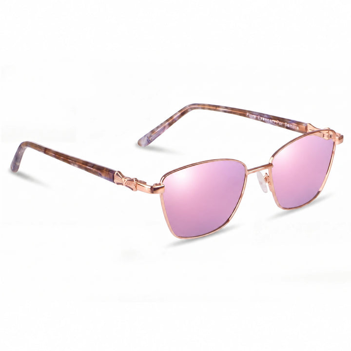 Lentes de sol Fiore 22115 Dorado cristal Espejado Rosado polarizado vista tres cuartos mujer #color_espejado-rosado