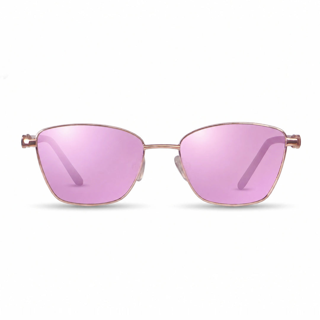 Lentes de sol Fiore 22115 Dorado cristal Espejado Rosado polarizado vista frontal mujer #color_espejado-rosado #foto_frontal
