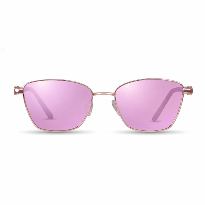 Lentes de sol Fiore 22115 Dorado cristal Espejado Rosado polarizado vista frontal mujer #color_espejado-rosado #foto_frontal
