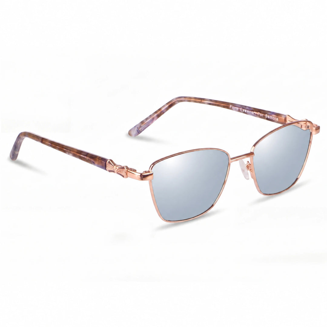 Lentes de sol Fiore 22115 Dorado cristal Espejado Silver polarizado vista tres cuartos mujer #color_espejado-silver