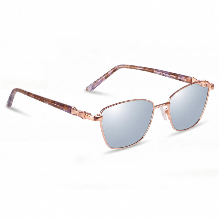 Lentes de sol Fiore 22115 Dorado cristal Espejado Silver polarizado vista tres cuartos mujer #color_espejado-silver