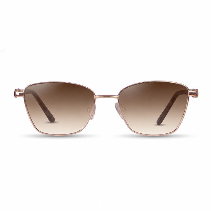 Lentes de sol Fiore 22115 Dorado cristal Gradiente Cafe polarizado vista frontal mujer #color_gradiente-cafe #foto_frontal