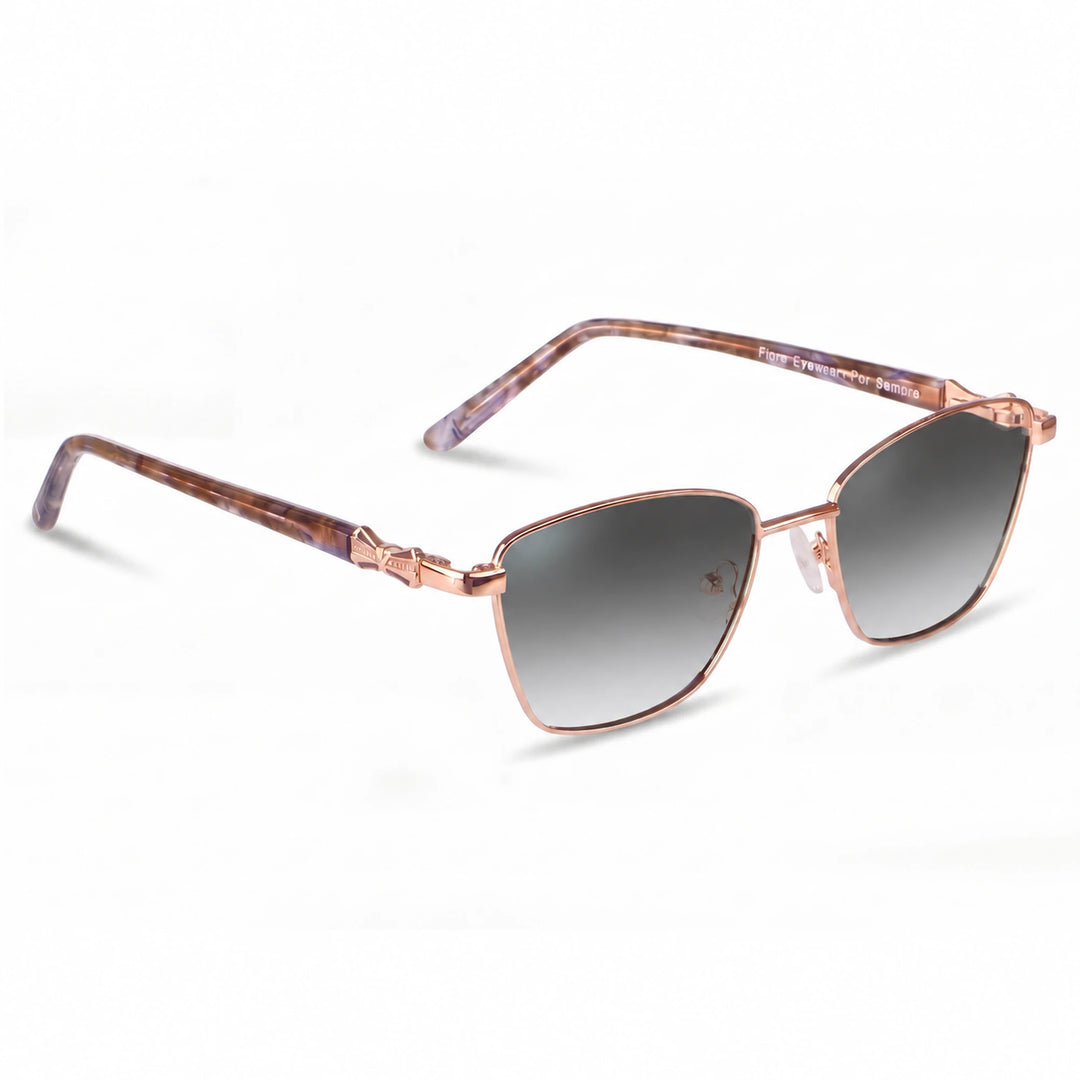 Lentes de sol Fiore 22115 Dorado cristal Gradiente Gris polarizado vista tres cuartos mujer #color_gradiente-gris