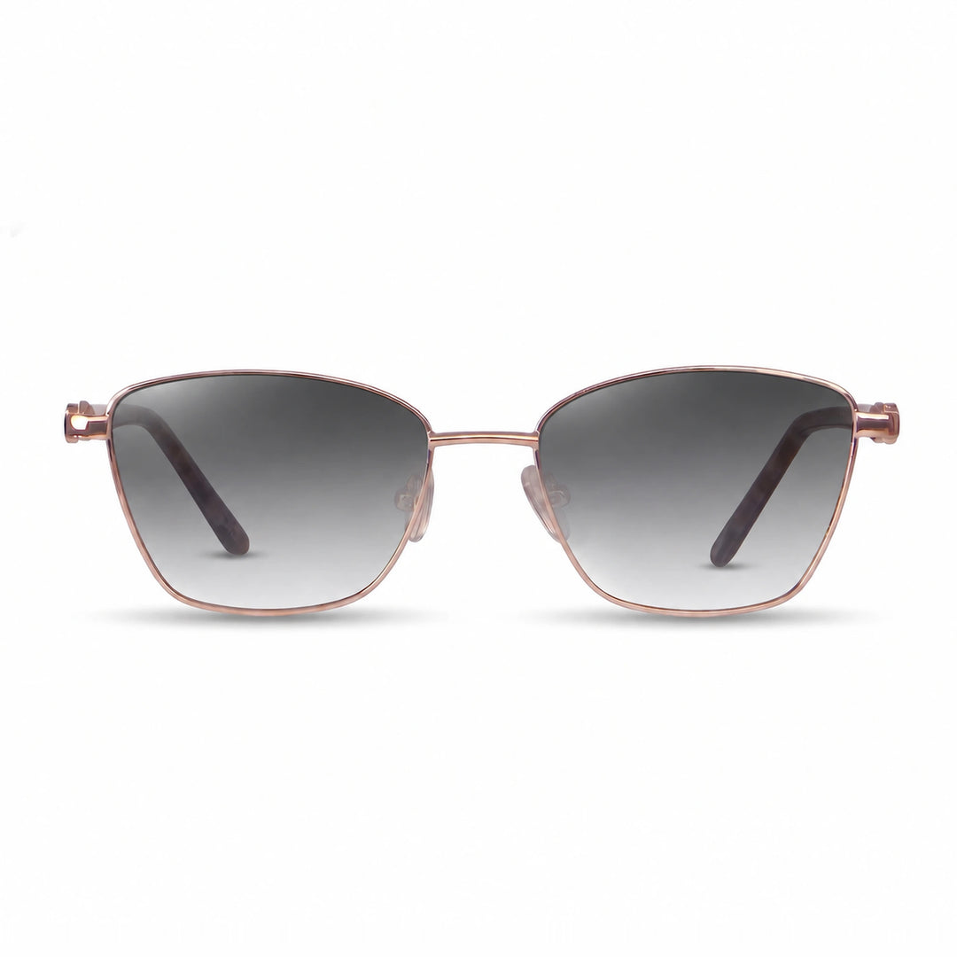 Lentes de sol Fiore 22115 Dorado cristal Gradiente Gris polarizado vista frontal mujer #color_gradiente-gris #foto_frontal