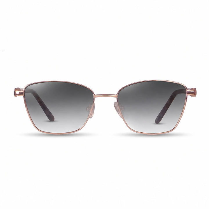 Lentes de sol Fiore 22115 Dorado cristal Gradiente Gris polarizado vista frontal mujer #color_gradiente-gris #foto_frontal