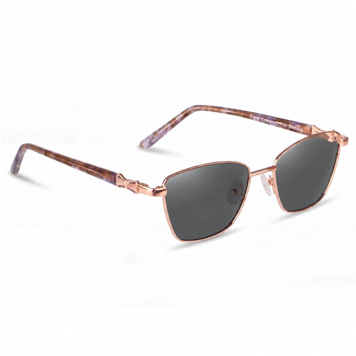 Lentes de sol Fiore 22115 Dorado cristal Negro polarizado vista tres cuartos mujer #color_negro