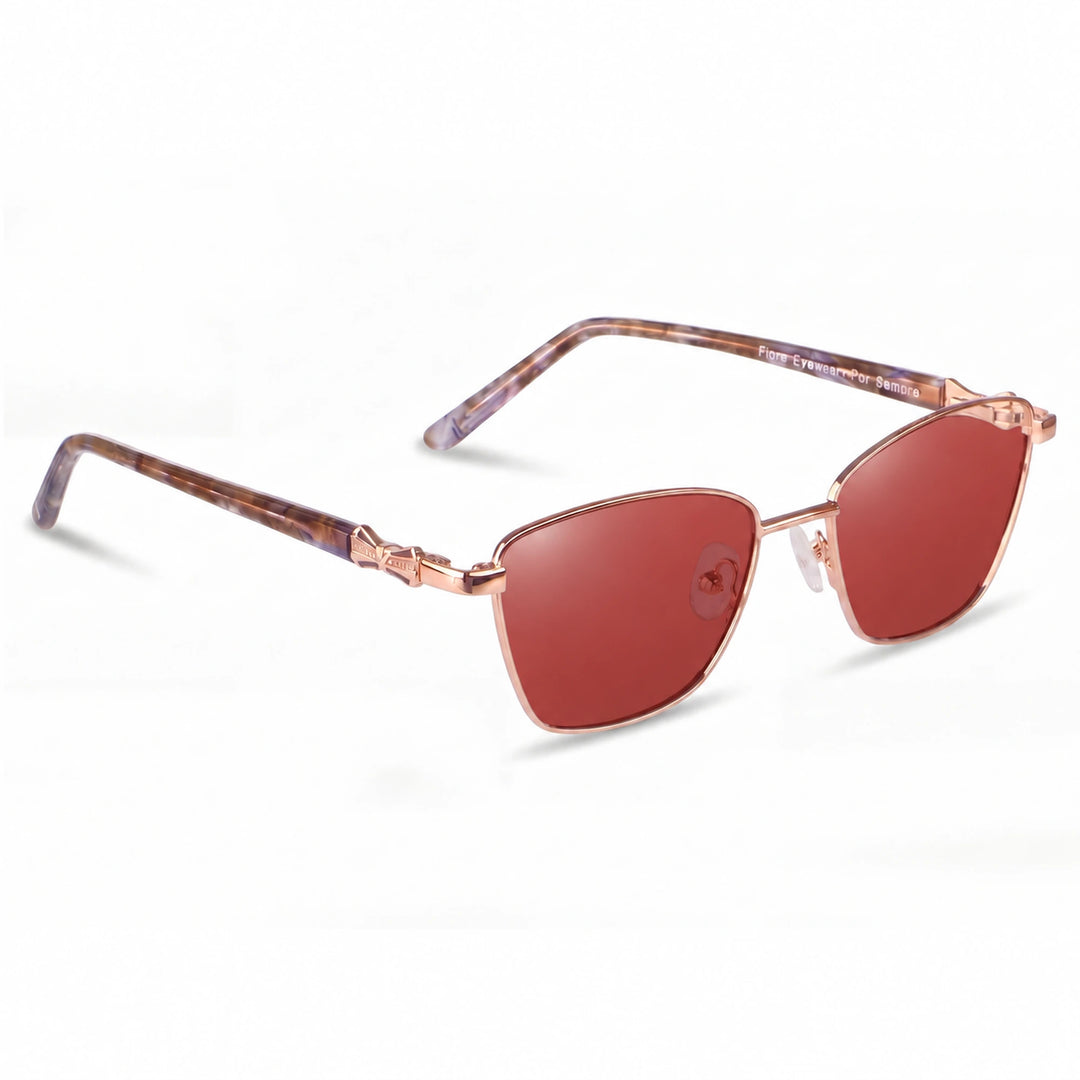 Lentes de sol Fiore 22115 Dorado cristal Rojo polarizado vista tres cuartos mujer #color_rojo