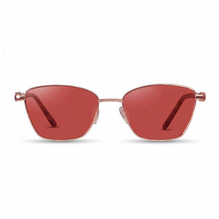 Lentes de sol Fiore 22115 Dorado cristal Rojo polarizado vista frontal mujer #color_rojo #foto_frontal