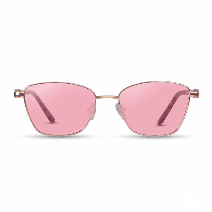 Lentes de sol Fiore 22115 Dorado cristal Rosado polarizado vista frontal mujer #color_rosado #foto_frontal