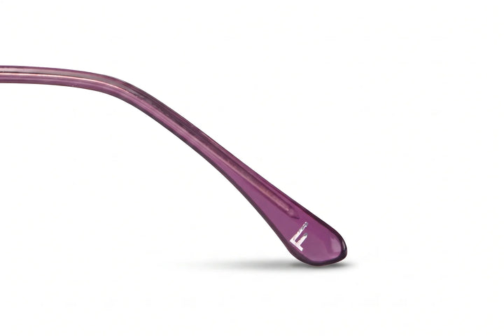 Anteojos Fiore 3839 en purple silver – temple logo detail