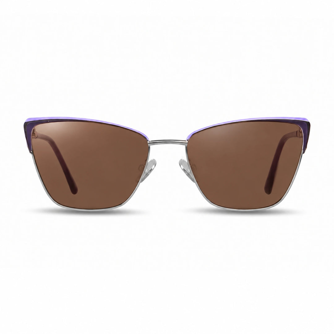 Lentes de sol Fiore 3839 Morado cristal Cafe polarizado vista frontal mujer #color_cafe #foto_frontal